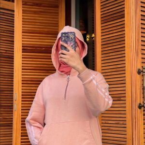 Baggy Zipper Hoodie (Cream Pink)